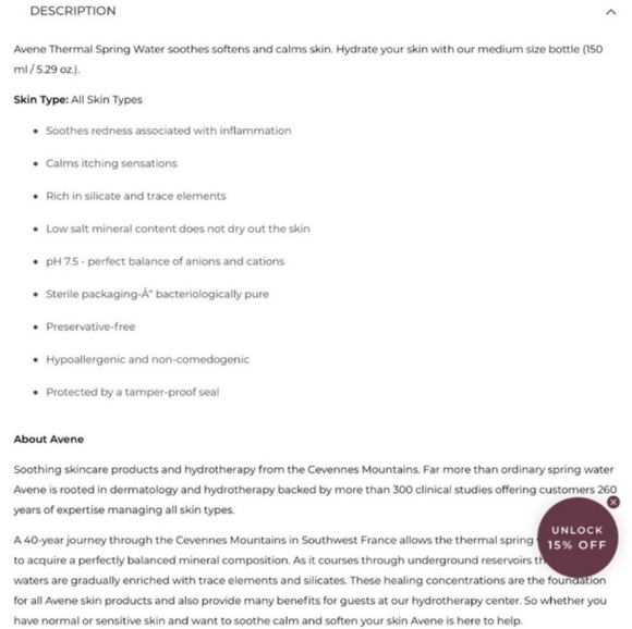 Avene Eau Thermale, thermal spring water cleansing spray - Picture 2 of 3